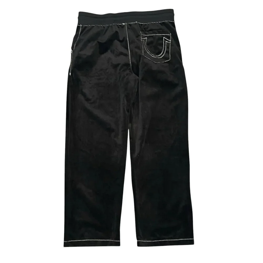 True Religion Big T Baggy Black Velvet Pants Men's Size S M XL NWT
